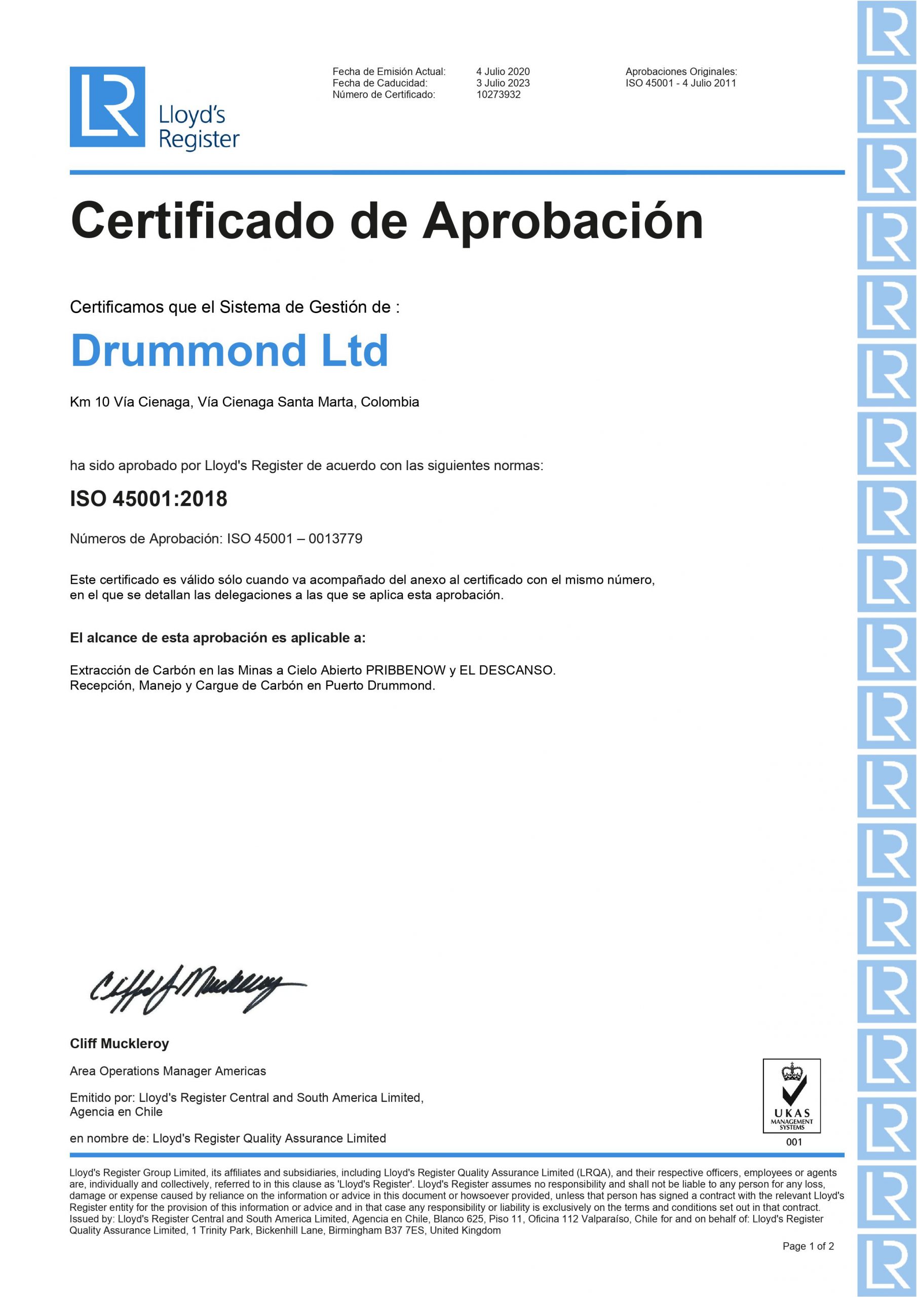 Certificado de aprobacin ISO 45001 2018 Lloyds Register 1 scaled